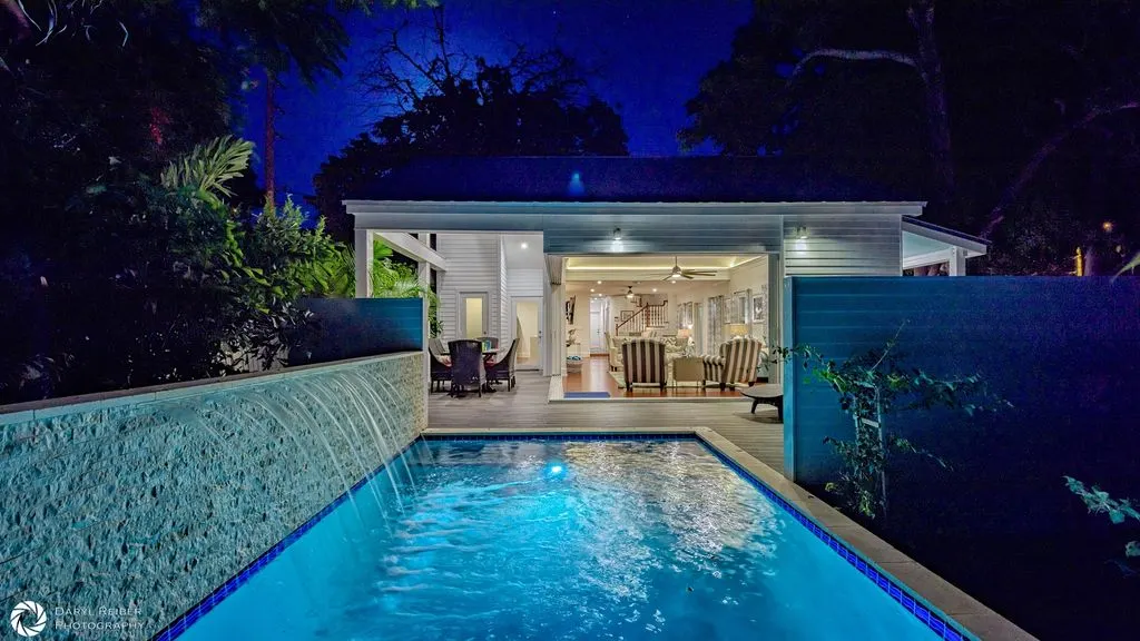 Private pool at night